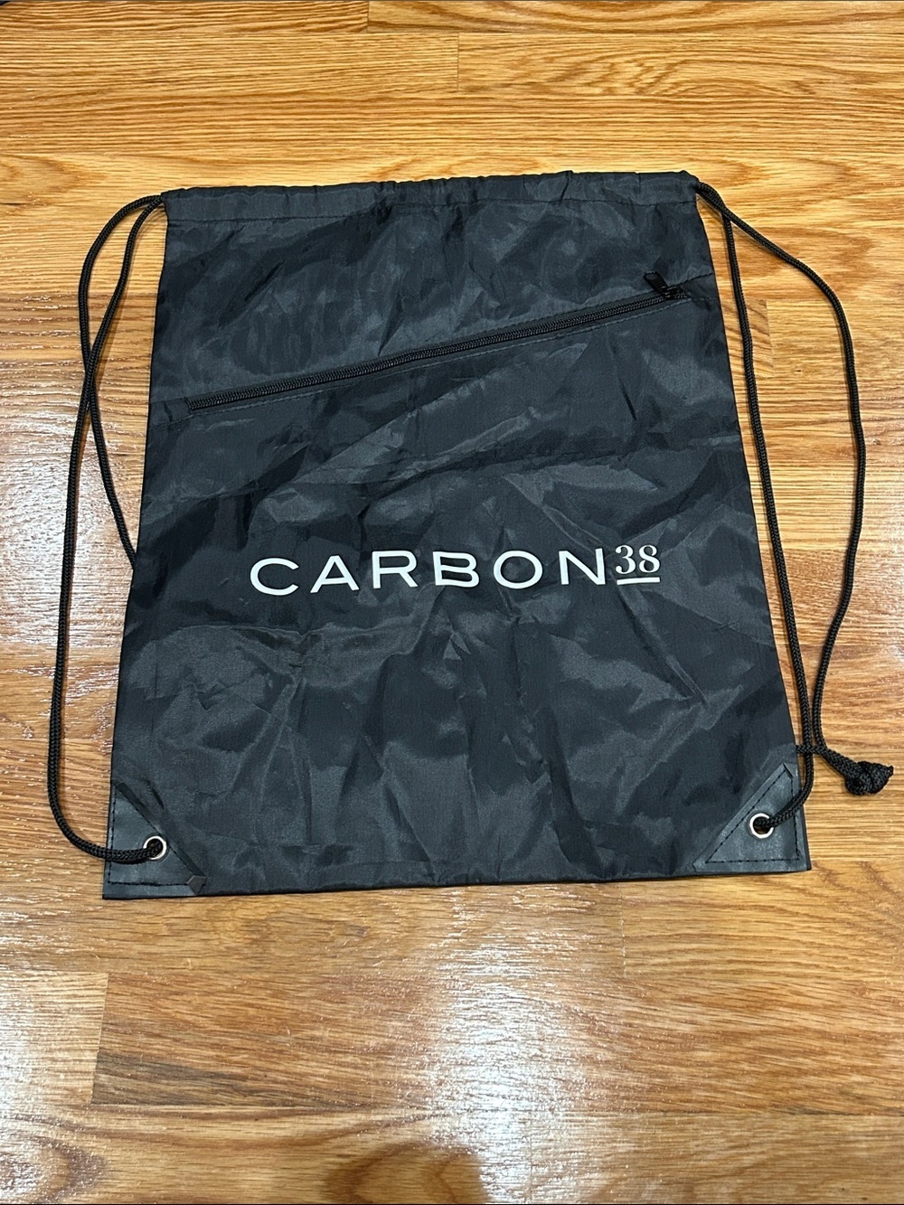 Carbon38 Black white Logo Drawstring Backpack travel bag unisex amusement park